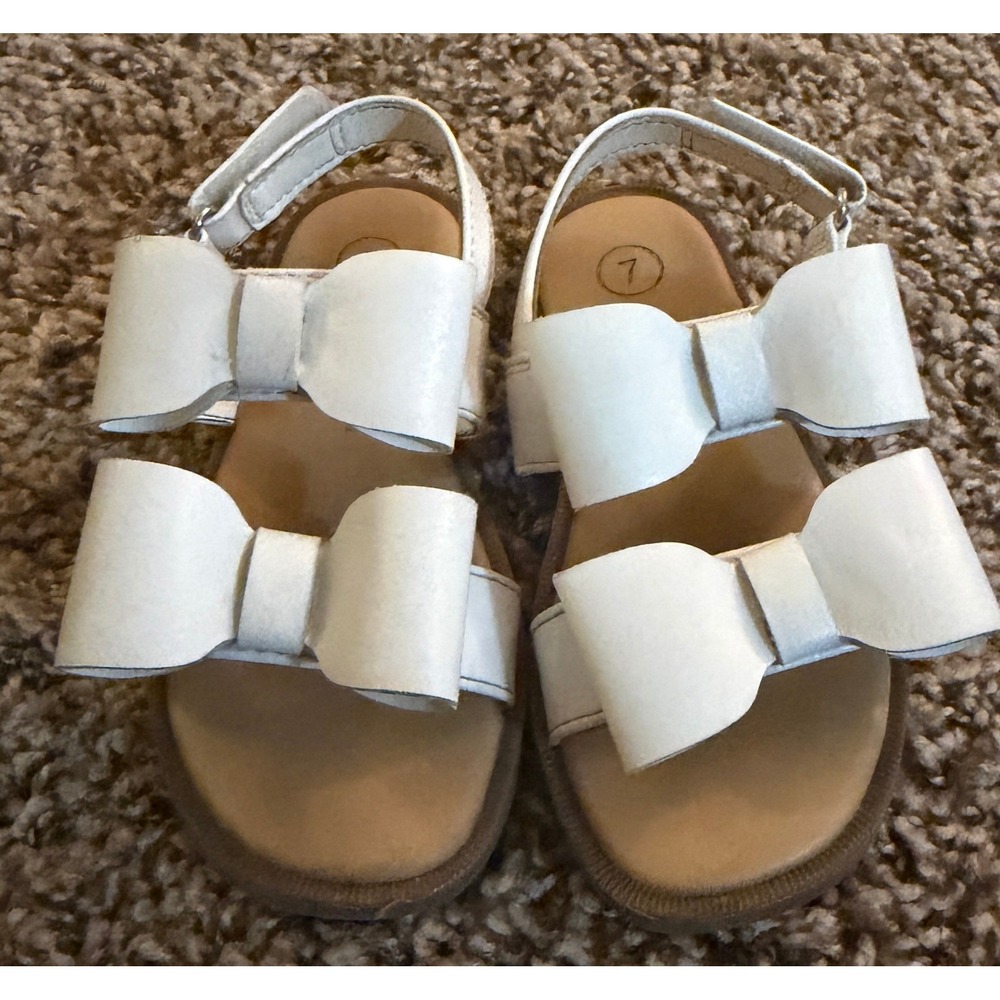 Cat & Jack Girls White Ruby Bow Sandals Size 7 - Picture 6 of 9